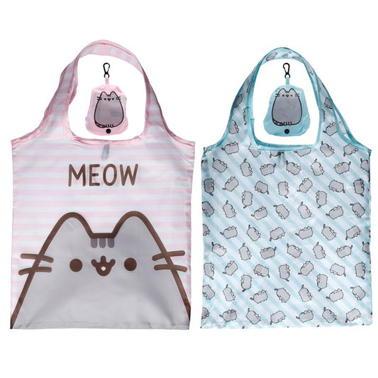 Saliekama atkārtoti lietojama iepirkumu soma ar Pusheen kaķi