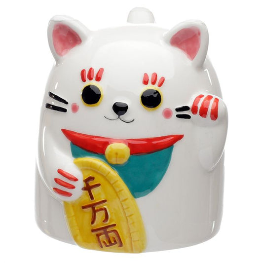 Laimes Kaķa Maneki Neko apgrieztā keramikas krūzīte